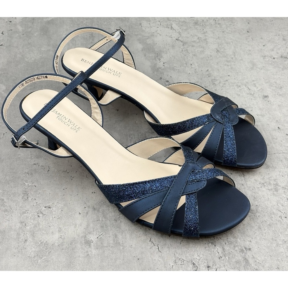 Touch Ups by Benjamin Walk Lena Rhinestone Wedge Sandals Navy Women's SIZE 11